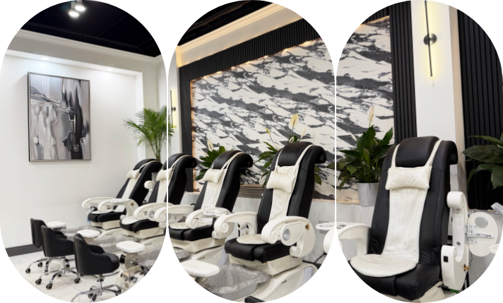 Professional nail technician working on client at Sunflower Nails