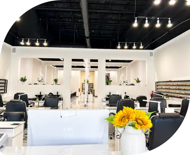 Modern nail salon interior at Sunflower Nails in Greenville, SC